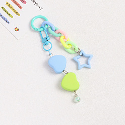 Светло-Голубой Акриловые подвесные украшения, сердце, звезда, Небесно-голубой, 11 см