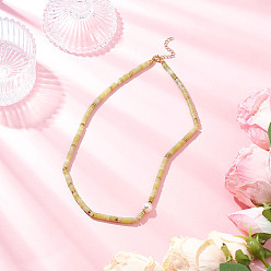 Темный Хаки Ожерелья из круглых ракушечных жемчужин и натурального китайского южного нефрита «хейши», золотые, Темный хаки, 16.34 дюйм (41.5 см)