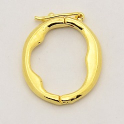 Golden Brass Shortener Clasps, Twister Clasps, Oval Ring, Golden, 21x18x2mm