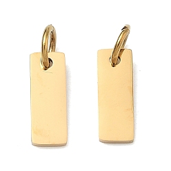 Золотой 304 прелести нержавеющей стали, штамповка пустой метки, прямоугольные, золотые, 11x4x1 мм, Перейти кольцо: 5x1 мм, 3 мм внутренним диаметром