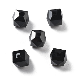 Черный Имитация Австрийские кристаллические шарики, к 9 стекло, квадратный граненый, чёрные, 10x10x10 мм, отверстие : 1.8 мм
