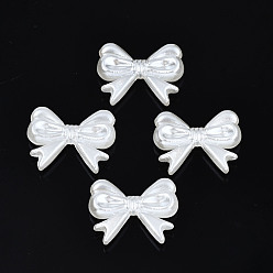 Creamy White ABS Plastic Imitation Pearl Beads, Bowknot, Creamy White, 14x18x5mm, Hole: 1.6mm, about 930pcs/500g