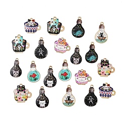 (52) Непрозрачная лаванда 20 шт 10 стиль подвески из сплава эмали, чашка с котом и лампочка с котом/космонавтом/рыбой, разноцветные, 20~28x15~23x1.5~2.6 мм, отверстие : 1.6~2.5 мм, 2 шт / стиль