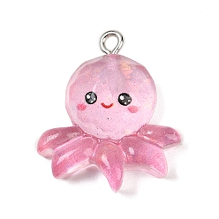 Осьминог Подвески из прозрачной смолы на тему океана, с железной платиной петлей, осьминог, 25x21.5x7.5 мм, отверстие : 2 мм