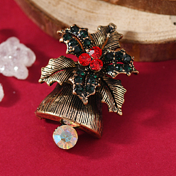 Christmas Bell Броши из цинкового сплава со стразами на рождественскую тематику для рюкзака, Рождественский колокольчик