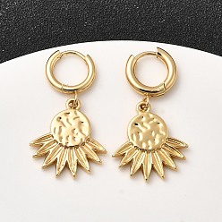 Fan Серьги из 304 нержавеющей стали, золотые, вентилятор, 32~34x18.5 мм