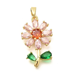 Настоящее золото 18K Стойка металлическая латунная микропрофилированная кубическая циркония подвески, , долговечный, без свинца и без кадмия, реальный 18 k позолоченный, 26.5x15x4 мм, отверстие : 5x2.5 мм