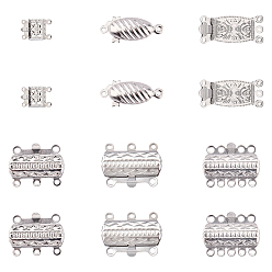 Stainless Steel Color 304 Stainless Steel Box Clasps, Mixed Shapes, Stainless Steel Color, 10~24.5x8~15x2.5~5mm, Hole: 1~1.5mm, 60sets/box