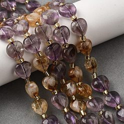 Аметрин Природные Аметрин бисер нитей, сердце, с бисером, 10.5~12x10.5~11x6.5~7 мм, отверстие : 1 мм, около 27~28 шт / нитка, 14.96~15.35'' (38~39 см)