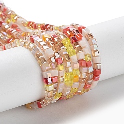 Желтый Градиент цвета гальваника стеклянные бусины нити, сегментированный многоцветный, с покрытием AB цвета, граненые, кубические, желтые, 2.5x2.5x2.5 мм, отверстие : 0.8 мм, около 170~180 шт / нитка, 16.93~17.72 дюйм (43~45 см)