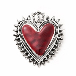 (123L) Белый крем непрозрачный блеск Подвески из эмали и сплава, античное серебро, шарма сердца, огнеупорный кирпич, 39.5x34.5x4 мм, отверстие : 2.5 мм