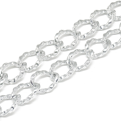 Silver Unwelded Aluminum Curb Chains, Silver Color Plated, 18x13x2.8mm