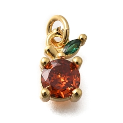 Яблоко Латунные подвески, фруктовые прелести, без свинца и без кадмия, долговечный, с целью перехода в кольце, яблоко, 9.5x5.5x4 мм, отверстие : 2.5 мм