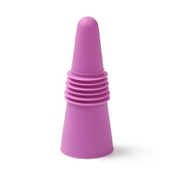 Violet Silicone Wine Bottle Stoppers, with Stainless Steel Findings inside, Cone, Violet, 64x25mm