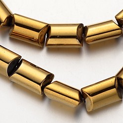 с Золотистым Покрытием Гальванизировать немагнитных синтетический гематит бисер пряди, прямоугольные, с золотым покрытием, 12x8x6 мм, отверстие : 1 мм, около 35 шт / нитка, 15.7 дюйм