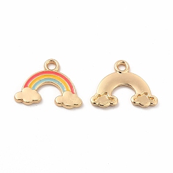 Золотой Подвески из эмали и сплава, радужное очарование, золотые, 11x15x1 мм, отверстие : 1.6 мм