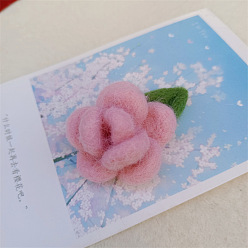 Pink Аксессуары ручной работы из шерстяной ткани, роза, розовые, 40x40 мм