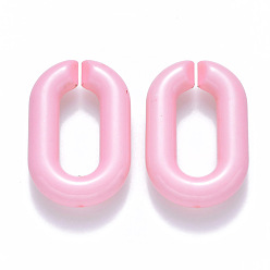 Pink Opaque Acrylic Linking Rings, Quick Link Connectors, for Cable Chains Making, Oval, Pink, 31x19.5x5.5mm, Inner Diameter: 19.5x7.5mm