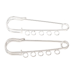 Platinum Iron Brooch Findings, 5-Holes Kilt Pins for Lapel Pins Makings, Platinum, 20.5x60x7mm, Hole: 3.5mm