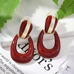 Настоящее золото 18K Серьги-гвоздики из латуни, с 925 штырями стерлингового серебра, овальные, реальный 18 k позолоченный, 34x17.5 мм