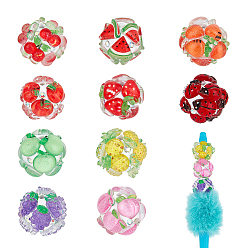 Mixed Shapes 10шт. 10 стили светящихся бусин ручной работы из полимерной глины, фрукты, светится в темноте, разнообразные, 19~21 мм, отверстие : 2.6 мм, 1 шт / стиль