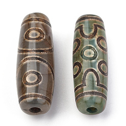 7-Eye Tibetan Style dZi Beads, Natural Agate Beads, Dyed & Heated, Oval, 7-Eye, 28.5~32x10~12.5mm, Hole: 1.5~3mm