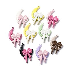 (52) Непрозрачная лаванда 9 цветные бусины из сплава, окрашенные распылением, бантом, разноцветные, 35x22x5 мм, отверстие : 1.6 мм