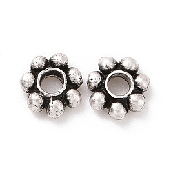 Antique Silver 925 Sterling Silver Bead Caps, Multi-petal, Antique Silver, 4.5~5x1.5mm, Hole: 1.2mm, about 60Pcs/10g