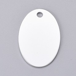 Silver Pet Aluminium Pendants, Stamping Blank Tag, Oval, Silver, 38x25x1mm, Hole: 3.5mm