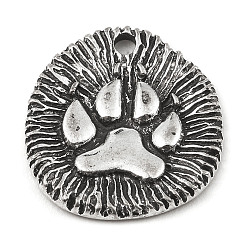 Paw Print Подвески из сплава , плоско-круглые, индивидуальные аксессуары, отпечаток лапы, 20.5x18.5x2 мм, отверстие : 2 мм