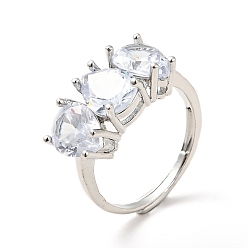 Платинированный Прозрачное регулируемое кольцо в форме слезы из кубического циркония, украшения из латуни для женщин, Реальная платина, размер США 6 3/4 (17.1 мм)