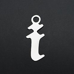 Letter I Anlaufgeschützt 201 Charms aus Edelstahl, Laserschnitt, Buchstabe, Edelstahl Farbe, letter.i, i: 10.5x4x1 mm, Bohrung: 1.2 mm