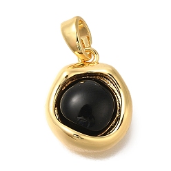 Настоящее золото 18K Латунные подвески, нерегулярные круглые подвески, с целью перехода в кольце, без кадмия, без никеля и без свинца, реальный 18 k позолоченный, 14x11.5x5 мм, отверстие : 5x3 мм