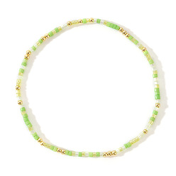 Зелено-Желтый Минималистичные эластичные браслеты из пластика и латунных бусин для женщин, колонка, золотые, зеленый желтый, 6.50 дюйм (16.5 см)