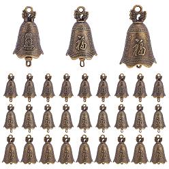 Bronce Antiguo 30 piezas 3 estilos colgantes de aleación de elementos chinos, encanto de campana, Bronce antiguo, 38~45x24~28 mm, 10 piezas / estilo