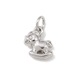 Платина Латунные подвески, подвески для лошадок, без кадмия и без свинца, стойки покрытие, долговечный, с целью перехода в кольце, платина, 10x10x4 мм, отверстие : 3 мм