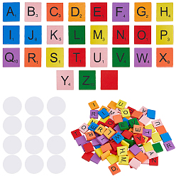 Mixed Color 3 Sets Wood Cabcohons, Rectangle with Letter, 300pcs Acrylic Double Side Self Adhesive Stickers, Mixed Color, 20x18x5mm, 100pcs/set