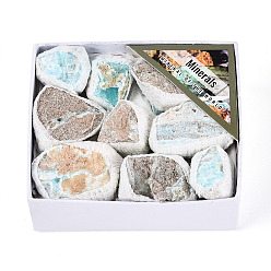 Каламин / гемиморфит Природный гемиморфитовый жеод в форме рога изобилия, образец минерала, кластер необработанных кристаллов, Целебный кристалл в подарок для домашнего декора, с бумажной коробкой, 25~46x15~35x8~32 мм