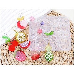 Other Fruits DIY силиконовые формы кулон, формы для литья смолы, для уф-смолы, изготовление ювелирных изделий из эпоксидной смолы, фрукты, 112x103x4.5 мм, отверстие : 1.8 мм, внутренний диаметр: 10~43x10~31x4.5 мм
