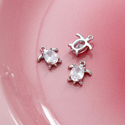 Tortoise Подвески из латуни со стразами, платина, черепаховые чары, 13x11 мм