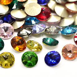 (52) Непрозрачная лаванда Конусные стеклянные стразы, риволи горный хрусталь для украшения поделки, с покрытием на задной стороне, граненый конус, разноцветные, 16 мм
