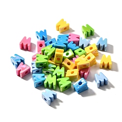 Letter M УФ-покрытие непрозрачные акриловые европейские бусины, бусины с большим отверстием, радужный, буквы, Буква М, 18.5~22.5x12~20x13~14 мм, отверстие : 6 мм