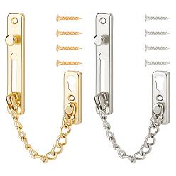 Platin & golden 2 Sets 2 Farben Eisen tragbare Türschloss Sicherheit zu Hause, mit Eisenschraube, Reisesperre, Zubehör für diebstahlsichere Schließe, Platin & golden, 123x21x18 mm, Bohrung: 5 mm