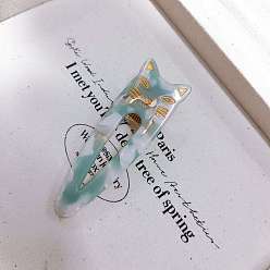 Средний Аквамарин Заколки для волос из кожи аллигатора в форме кошки из ацетата целлюлозы (смола), аксессуары для волос для девочек женщин, средний аквамарин, 73 мм