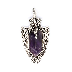 Аметист Подвески из натурального аметиста , коготь дракона, 55x23x8 мм