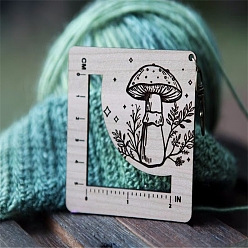 Light Grey Wooden Knitting Needle Gauge, Square with Mushroom Measuring Ruler, Light Grey, 7.6x7.6x0.5cm