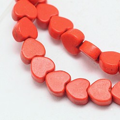 Mixed Color Dyed Synthetical Turquoise Heart Bead Strand, Mixed Color, 5x6x3mm, Hole: 1mm, about 79pcs/strand, 15.7 inch