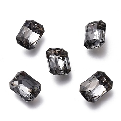 Silver Night Shade Стеклянные стразы подвески, с покрытием на задной стороне, граненые, восьмиугольник прямоугольник, серебряный ночной оттенок, 11.5x8x4.5 мм, отверстие : 1.4 мм