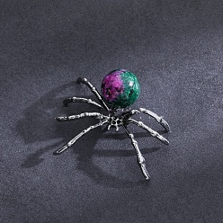 Рубин В Цоизита Натуральный рубин в цоизите, украшения для домашней вечеринки на Хэллоуин, паук, 40x47 мм