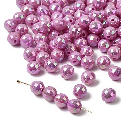 Фиолетовый Покрытие экологически чистых полистирольных акриловых бусин, AB цвет, граненые круглые, фиолетовые, 8 мм, Отверстие : 1 мм , около 2000 шт / 500 г